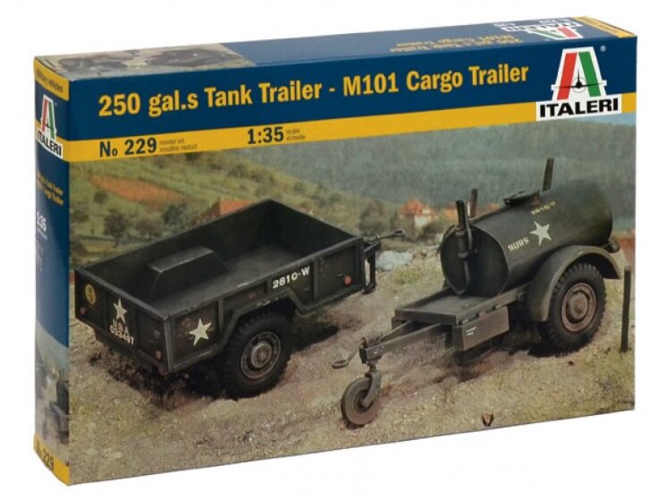 Italeri 229 250 gal.s Tank Trailer - M101 Cargo Trailer 1/35