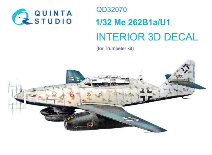 Quinta Studio QD32070 3D Декаль интерьера кабины Me 262B1a/U-1 (Trumpeter) 1/32