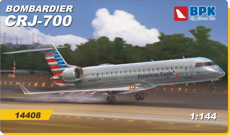 BPK 14408 Пассажирский авиалайнер Bombardier CRJ-700 1/144