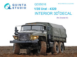 Quinta Studio QD35016 3D Декаль интерьера кабины Урал-4320 (для модели Звезда) 1/35
